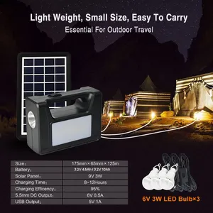 Fabrik preis Solar LED-Licht-Kits Solar Power System Generator mit Power Bank und Taschenlampe Home Storage Energy System