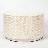 Vente en gros de meubles en nacre mosaïque table de chevet blanche tables de chevet basses rondes fabriquées au Vietnam