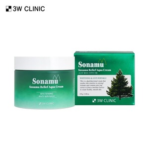 Crème Aqua 3W Clinic Pine Relief 110g, enrichie en acide hyaluronique et niacinamide, crème anti-acné pour usage quotidien, soin du visage, crème aux peptides - Product Image 1