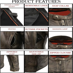 Blouson de moto pour homme personnalisable en cuir de vache véritable, style décontracté, fin, taille standard, imperméable avec poches zippées - Product Image 6