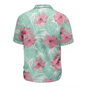 Chemises de golf pour hommes respirantes et à séchage rapide, 100 % polyester tricoté, imprimées par transfert thermique avec votre propre design floral - Product Image 2