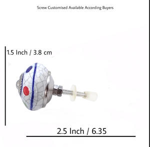 Industrial White Crackle Polka Dots Ceramic Knobs Drawer Cabinet Handle Pulls for Kitchen <b>Wardrobe</b> Bedroom Living Room Dresser - Product Image 3