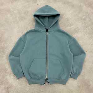 เสื้อแจ็คเก็ตฮู้ดดี้ยีนส์ซิปสไตล์วินเทจแบบครอปปักลายสไตล์สตรีทแฟชั่นผ้าเฟรนช์เทอร์รี่ฟอกสีสำหรับผู้ชาย - Product Image 1