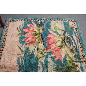 Alfombra Turca Vintage de 4.4x6.7 pies (133x204 cm), Alfombra Azul Abstracta - Product Image 5