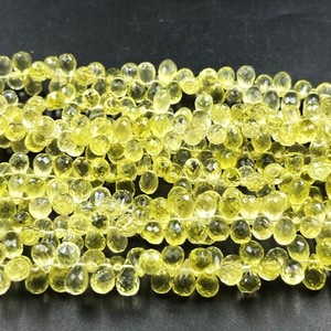 Perles de pierres précieuses en forme de larme à facettes en quartz citron naturel pour la fabrication de bijoux Perles de briolette de quartz percées sur le côté 5x7mm en vrac - Product Image 2