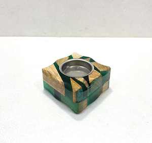 Brûleur d'encens tendance en résine époxy et incrustation de bois avec détails en cristal, décoration religieuse écologique, finition élégante - Product Image 5