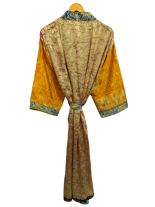 Sari Tissu Kimono Léger Robe Multi Couleur Robe Wrap Robe Femme D'été Sari Soie Kimono Taille Libre Robe - Product Image 5