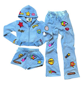 Ensemble sweat-shirt et pantalon de survêtement à fermeture éclair, avec logo personnalisé de haute qualité, style streetwear, effet délavé à l'acide - Product Image 5