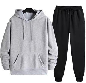 Conjunto de Pantalones y Sudadera con Capucha de Felpa 100% Algodón, Cómodo, Transpirable, Holgado, Unisex, Ropa Deportiva para Hombre, Color Sólido, Maternidad - Product Image 1
