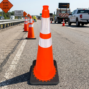 Cône de signalisation routière réfléchissant en PVC de 90 cm avec base noire, norme américaine, pour fournisseur routier - Product Image 3