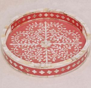 Elegante bandeja de té de madreperla para servir comida, bandeja con incrustaciones de fregona, nuevo diseño único, elegante y mejor, bandejas decorativas ecológicas - Product Image 2