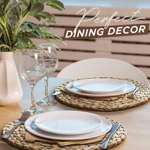 แผ่นรองจานแบบถัก2023ยอดนิยมแผ่นรองจานทรงกลมแผ่นรองจานผักตบชวาสำหรับรับประทานอาหารและตกแต่งบ้าน - Product Image 2