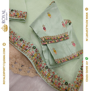 Lanzamiento exclusivo suave Georgette plisado Crush bordado Sari colecciones mayorista por Royal Export en Surat Gujarat - Product Image 2