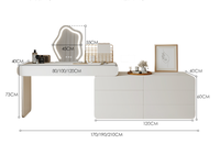 Table de maquillage rétractable de style Wabi Sabi, taille personnalisable, MDF blanc, combinaisons optionnelles, coiffeuse moderne pour chambre à coucher