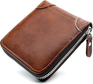 Slim RFID Blocking Leather <b>Wallet</b> for Unisex Cute Zipper <b>Coin</b> Purse with Chain Decoration Small Women's Credit Card <b>Wallet</b> - Product Image 2