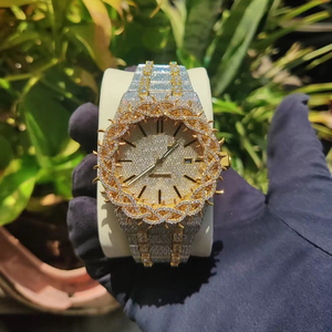 นาฬิกาเพชรโมอิสสำหรับผู้ชาย20มม. สีเหลืองทองชุบสแตนเลสคลาสสิกดีไซน์มงกุฎแฟชั่นโบราณ - Product Image 1