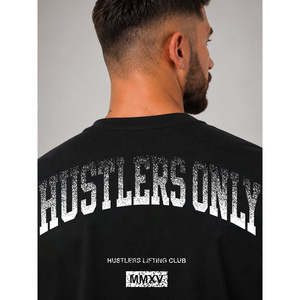 Camiseta Negra de Manga Corta con Cuello Redondo para Hombre, Corte Holgado, Estampado de Letras en la Parte Delantera, Diseño Gráfico Urbano, 100% Algodón, Impresión Serigrafiada - Product Image 3
