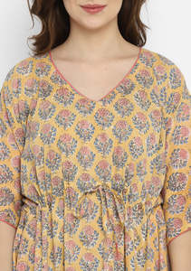 Style européen pour femmes dernière Collection caftan Maxi manches trois-quarts été tenue décontracté tissé tissu longueur de plancher longue robe - Product Image 3