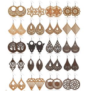 Pendientes geométricos de madera, tamaño personalizado y Color, diseño único, Pendientes colgantes de madera para mujer, diseño de Joyería Moderna - Product Image 3