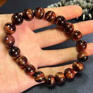 Bracelet en œil de tigre rouge pour femmes et hommes, perles de pierre, cadeau d'affaires pour la fête des mères et le Nouvel An, excellent prix - Product Image 4