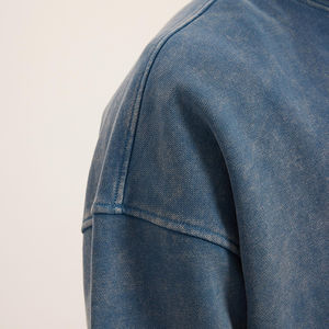 Men's <b>Vintage</b> Washed Cotton Hoodies Oversized Drop-Shoulder Full Sleeves <b>Sweatshirt</b> Scree-Printing OEM Pullover Outerwear Top - Product Image 2