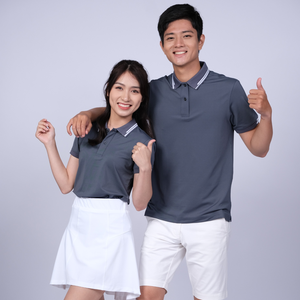 เสื้อกอล์ฟแบบพอดีตัวปกติพิมพ์โลโก้100% ผ้าโพลีเอสเตอร์แบบถักระบายอากาศได้ชุดเครื่องแบบธุรกิจที่มีคุณภาพสูง - Product Image 1