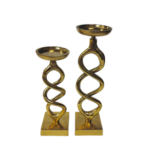 Pilar de Metal con acabado dorado brillante moderno soporte de vela decorativo para el hogar soporte de vela nórdico de lujo hecho a mano - Product Image 3