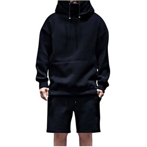 OEM Pakistan Manufacturer <b>Men's</b> Two-Piece Knitted Hoodie and <b>Shorts</b> Set Custom Logo Eco-Friendly Breathable - Product Image 1
