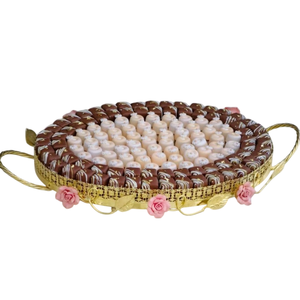 Service de chocolat en métal doré de qualité exclusive plaqué avec support floral Design attrayant Plateau de service de bonbons au chocolat - Product Image 3