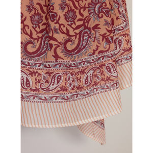 Sarong de plage en coton à fleurs rouge-orange - Product Image 4