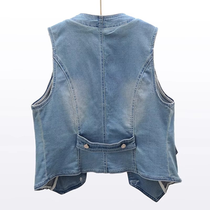 Quick Dry New Design Fashion Sleeveless <b>Jacket</b> Unisex <b>Men</b> Women Denim Cowboy Vest Ladies Hooded Denim Vest - Product Image 2