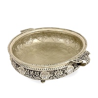 Nouvel arrivage de bols ronds en cuivre plaqué argent fait à la main de 14.5 pouces, décoration de la maison, centres de table, cadeaux de mariage