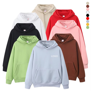 <b>Men's</b> <b>Red</b> Hooded <b>Sweatshirt</b> Oversized Cotton Knitted Casual Solid Color Pocket Design Autumn Wear - Product Image 1