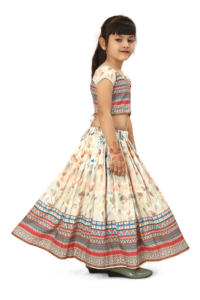 Conjunto de Lehenga Choli Tradicional India para Niñas, Estampado Digital, Largo hasta el Suelo, Floral, para Fiestas y Bodas, Marca Shoryam - Product Image 6