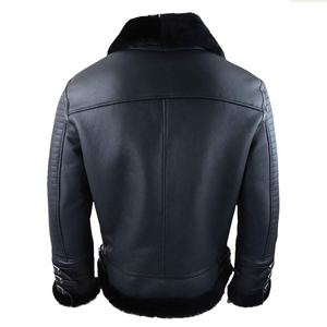 2025 nouvelle veste de vol de bombardier Royal en peau de mouton en laine véritable pour hommes veste en cuir de mode pour hommes, grande taille logo personnalisé - Product Image 6