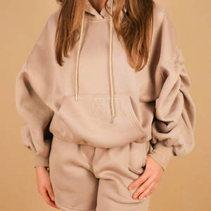 Ensemble de sweat-shirts et shorts décontractés pour femmes, hiver, tissu polaire léger et écologique, toucher doux, respirant, confortable, design 2 pièces - Product Image 4