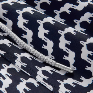 Shorts de bain recyclés pour hommes, imprimé géométrique bleu, séchage rapide, vêtements de plage avec taille élastique, poches à cordon - Product Image 4