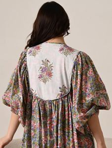 ชุดเดรสยูเครนผ้าลินินปักลายแขนพองคอเสื้อทรงหลวมมีสายรัดเอวและพู่ดีไซน์ใหม่2025 - Product Image 3