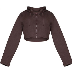 2025 New Winter Fashion Outwork <b>Bulk</b> Wholesale Custom Printed Cotton French <b>Terry</b> Oversized Cropped Front Logo Hoodie for Women - Product Image 2