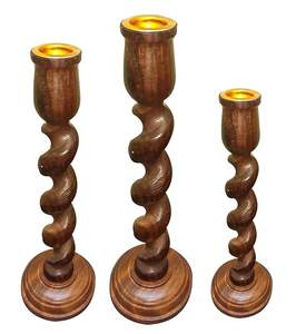 Support de bougie en bois de haute qualité |   Porte-bougie à finition naturelle pour la décoration de la maison et la décoration de Noël - Product Image 1