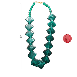Classic Trendy Emerald Square Beads <b>Statement</b> <b>Necklace</b> with Gold Plating Geometric Pattern Religious Style for Party or Gift - Product Image 4