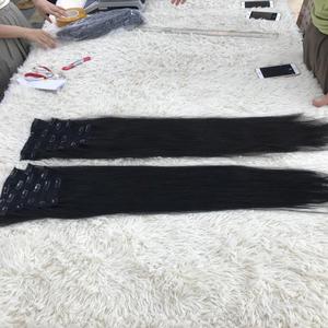 Venta al por mayor de lujo 100% Remy Virgen Extensiones de cabello liso de alta calidad Clip-In Vietnam Cabello humano - Product Image 2