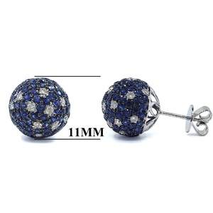 Livraison Rapide, Haute Qualité, Boucles d'Oreilles Clous Classiques en Or Blanc 18 carats avec Saphir Bleu Taille Brillant, Idéales pour Mariage et Cadeau - Product Image 2