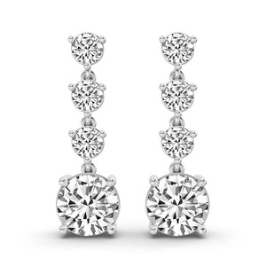 Circular Round Lab Grown <b>Diamond</b> <b>Dangle</b> <b>Earrings</b> 1 Ct Tw F-G Color VS Clarity 8 <b>Diamonds</b> 14K Solid Gold Fashion Forward Drop - Product Image 1