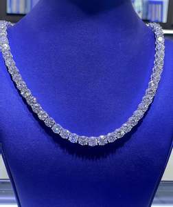 VVS1 Moissanite S925 <b>Silver</b> Hip Hop Link <b>Tennis</b> <b>Necklace</b> 138 Carats Hand Setting for Women Anniversary - Product Image 4