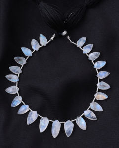 <b>Rainbow</b> Moonstone Loose Beads Smooth Faceted Drop Shape White Crystal Stones Third Party Appraised Rajasthan - Product Image 1