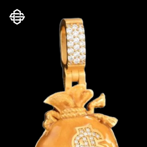 Hiphop Diamond Iced Out Dollar Bag Pendant for Men Metal Alloy Gold Plated Bling Money Charm Necklace Streetwear Rapper Jewelry - Product Image 5