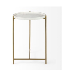 Table d'appoint de salon élégante et moderne, cadre en métal doré de luxe, plateau en marbre, personnalisable, écologique, fabriquée à la main - Product Image 1