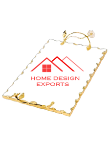 Bandeja de mármol negro de último diseño con mango de metal con acabado dorado Artículo superventas Bandeja de mármol - Product Image 5