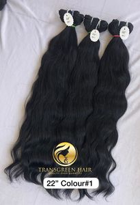 100% indien vierge donneur unique Machine Double trame 22 "couleur #1 Extension de cheveux humains ondulés exportation sur les prix de gros vendeur - Product Image 3